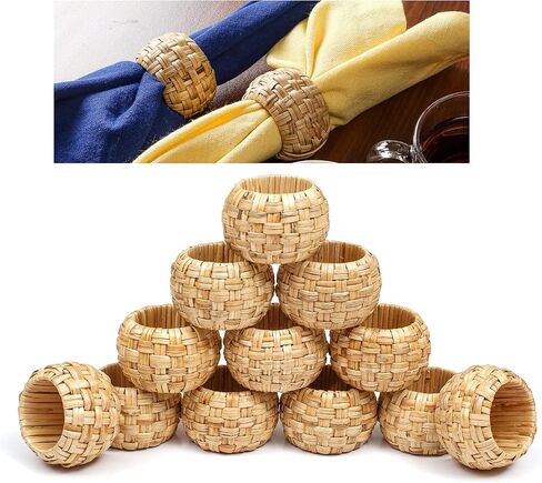 6 Pack Wooden Pumpkin Design Napkin Rings for Fall and Halloween Table Decor, Rustic Pumpkin-Shaped, Perfect for Thanksgiving and Autumn Celebrations - Natural Burnt in Kuwait
