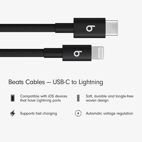 Beats USB-C إلى USB-C المنسوجة كبل الشحن السريع الشاحن المتوافق/الخالي من التشابك لأجهزة Apple & Android USB-C (1.5 متر ، 5 أقدام)-أحمر سريع in Kuwait