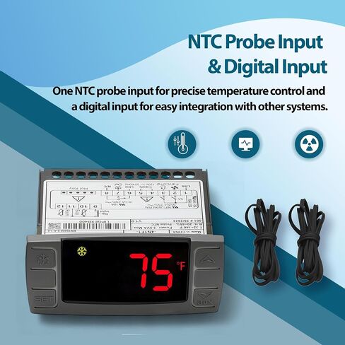 Digital Temperature Controller XR06CX-4N1F1 for Commercial Refrigeration, Fit for XR06CX-4AHFILS, 120V 50-60Hz, Compatible with Dixell Programmable Refrigerators/Freezers, Dual NTC Probes in Kuwait