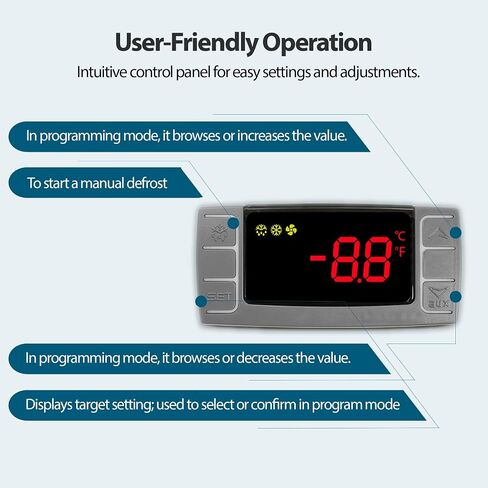Digital Temperature Controller XR06CX-4N1F1 for Commercial Refrigeration, Fit for XR06CX-4AHFILS, 120V 50-60Hz, Compatible with Dixell Programmable Refrigerators/Freezers, Dual NTC Probes in Kuwait