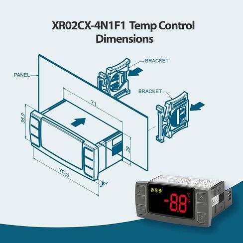 Digital Temperature Controller XR06CX-4N1F1 for Commercial Refrigeration, Fit for XR06CX-4AHFILS, 120V 50-60Hz, Compatible with Dixell Programmable Refrigerators/Freezers, Dual NTC Probes in Kuwait