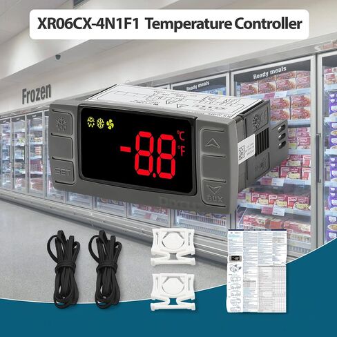 Digital Temperature Controller XR06CX-4N1F1 for Commercial Refrigeration, Fit for XR06CX-4AHFILS, 120V 50-60Hz, Compatible with Dixell Programmable Refrigerators/Freezers, Dual NTC Probes in Kuwait