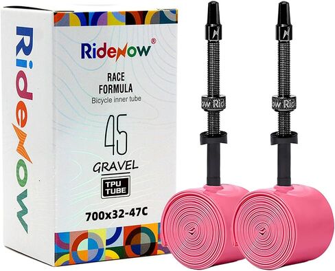 2 حزمة RIDENOW TPU Inner Tube 700C × 18-32C خفيفة الوزن للدراجة على الطريق 45 مم صمام معدني أسود مع المعادن مع قلب النحاس القابل للفصل (تشمل مجموعة تصحيح الإصلاح) in Kuwait