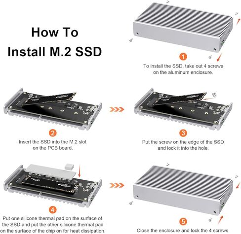 حاوية مسبقة 40 جيجابت في الثانية M.2 NVME SSD ، USB4/Thunderbolt 4 ألومنيوم خارجي NVME العلبة مع تصميم تبريد مقاوم للغبار الزعانف ، يدعم M.2 PCIE SSD حتى 8 تيرابايت （رمادي in Saudi Arabia