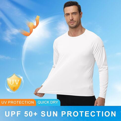 قمصان السباحة الطفح الطفح الطفح الطفح للرجال UPF 50+ حماية من أشعة الشمس قمم جافة تي شيرت قمم رياضية لتشغيل صيد المشي لمسافات طويلة in Kuwait
