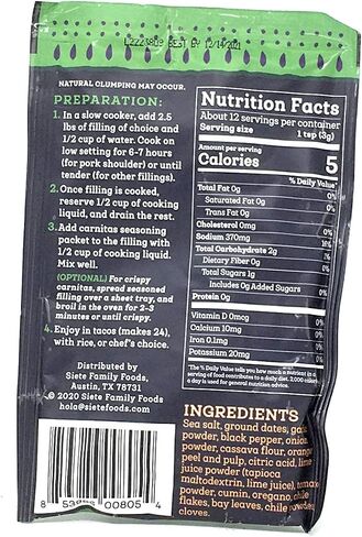 Siete Carnitas Seasoning Mix | Slow Cooker Spices | Gluten Free | Vegan | Paleo | Preservative Free (6 Packets) 42 Servings in Saudi Arabia