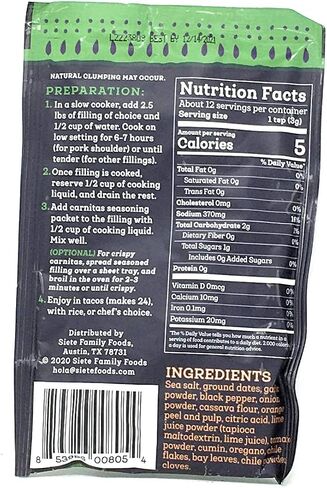 Siete Carnitas Seasoning Mix | Slow Cooker Spices | Gluten Free | Vegan | Paleo | Preservative Free (6 Packets) 42 Servings in Saudi Arabia