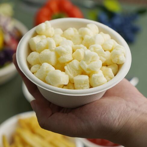 200 Count 12 oz Paper Bowls, Disposable Compostable Bowls Bulk, Heavy Duty Biodegradable Bagasse Bowl for Snacks, Soup, and Salads, White in Kuwait