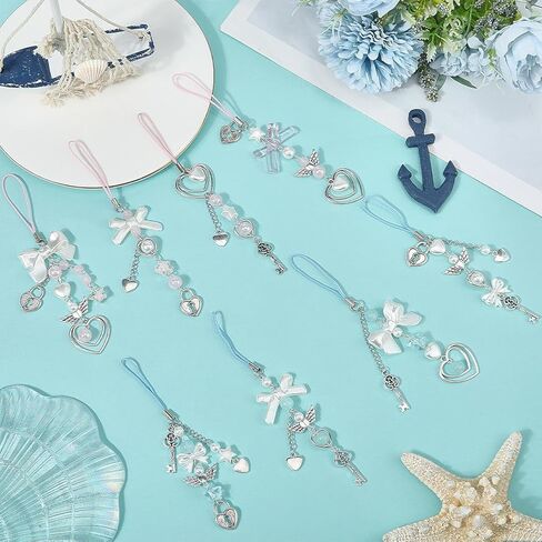 SUNNYCLUE 1 Box 154Pcs DIY 8 Sets Phone Charm Making Kit Cute Bowknot Bow Knot Wing Heart Beads Phone Charms Phone Keychain Charm Cell Phone Charm for Women Adult Keychains Phone Case Bag Camera Decor in Saudi Arabia