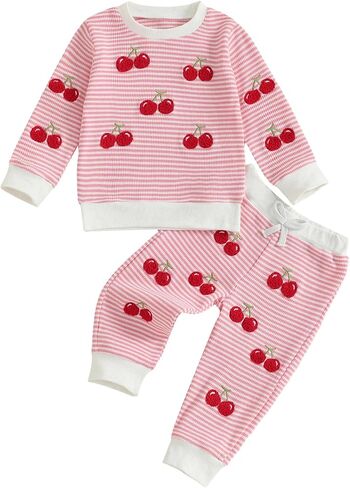 Nyapruwe Baby Girl Outfits Toddler Fall Winter Clothes Cute Long Sleeve Sweatshirt Tops Pants Set Infant 2Pcs Clothing in Kuwait