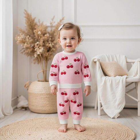 Nyapruwe Baby Girl Outfits Toddler Fall Winter Clothes Cute Long Sleeve Sweatshirt Tops Pants Set Infant 2Pcs Clothing in Kuwait