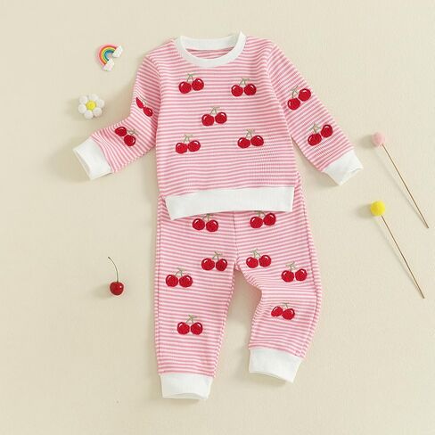 Nyapruwe Baby Girl Outfits Toddler Fall Winter Clothes Cute Long Sleeve Sweatshirt Tops Pants Set Infant 2Pcs Clothing in Kuwait