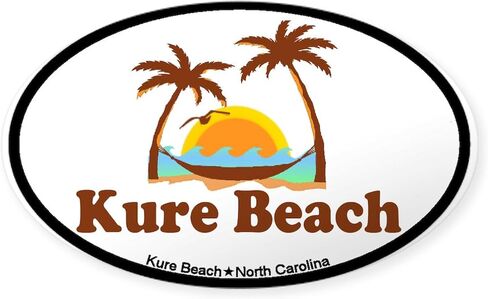 Cafepress Kure Beach NC Beach Design Design Oval Car Pumper Sticker in Saudi Arabia