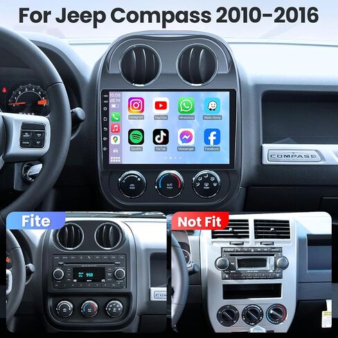 2+64GB Car Radio Stereo for Jeep Patriot Compass 2010 2011 2012 2013 2014 2015 2016: 10" 1280 * 800 HD Touch Screen Replacement with CarPlay Android Auto Bluetooth Backup Camera 5GWIFI GPS Navigation in Kuwait