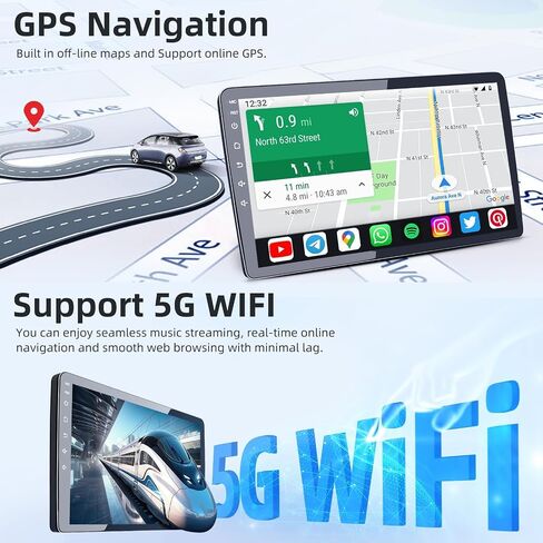 2+64GB Car Radio Stereo for Jeep Patriot Compass 2010 2011 2012 2013 2014 2015 2016: 10" 1280 * 800 HD Touch Screen Replacement with CarPlay Android Auto Bluetooth Backup Camera 5GWIFI GPS Navigation in Kuwait