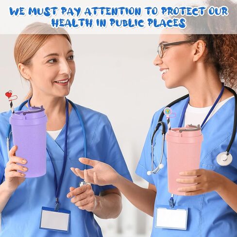 50 PCS ممرضات غطاء القش قبعات متوافقة مع كأس ستانلي ، السيليكون لطيف القطر القابل لإعادة الاستخدام متوافق مع إكسسوارات كأس ستانلي 10 ملم in Kuwait