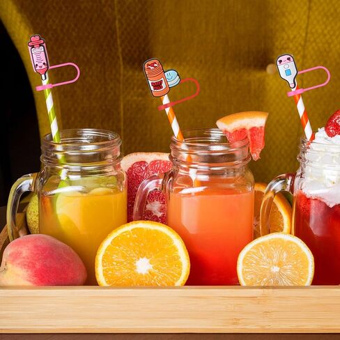 50 PCS ممرضات غطاء القش قبعات متوافقة مع كأس ستانلي ، السيليكون لطيف القطر القابل لإعادة الاستخدام متوافق مع إكسسوارات كأس ستانلي 10 ملم in Kuwait