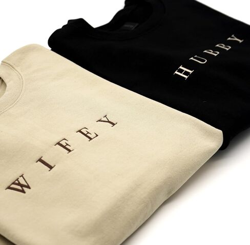 Embroidered Wifey & Hubby Sweatshirts | Crewneck for Honeymoon | Anniversary, Wedding Gifts in Saudi Arabia