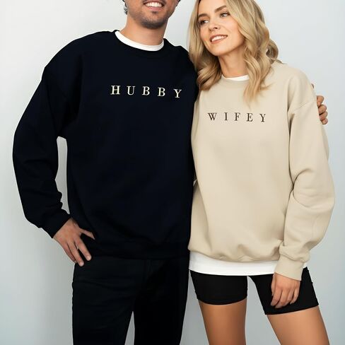 Embroidered Wifey & Hubby Sweatshirts | Crewneck for Honeymoon | Anniversary, Wedding Gifts in Saudi Arabia