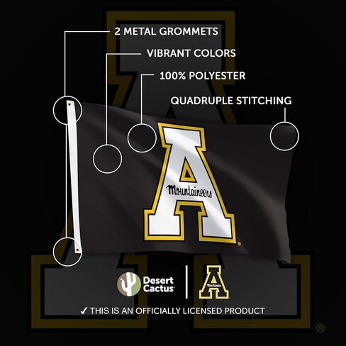 Desert Cactus Appalachian State University ASU Flag - 3 × 5 أقدام لافتة متسلق الجبال ، النسيج المتين الداخلي/الخارجي ، تصميم البوليستر 100 ٪ (النمط 1) in Saudi Arabia