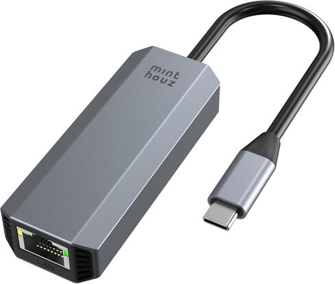 Minthouz USB-C إلى Ethernet محول 5 جيجابت في الثانية ، 5000 ميغابت في الثانية USB-C إلى محول شبكة RJ45 لأجهزة الكمبيوتر المحمولة وأجهزة الكمبيوتر والمزيد ، علبة الألومنيوم الرمادية لنظام التشغيل Windows 10/11 و Mac OS 11 أو لاحقًا ، Linux والمزيد in Kuwait