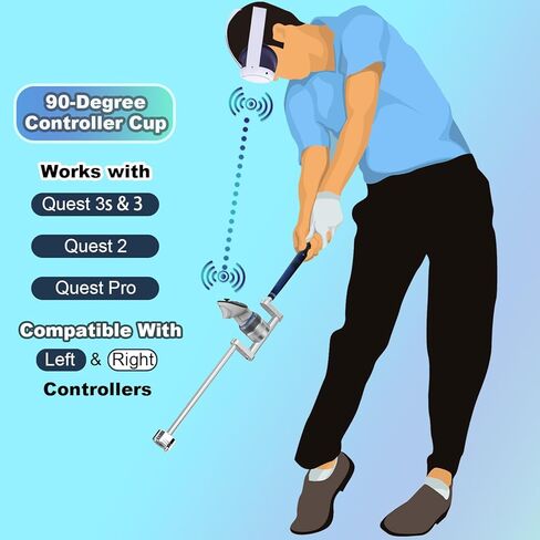 All-new YEZRO VR Golf Club Attachment for Meta Quest 3s/3/2 and Pro - 27" & 19" Dual Length Adjustable Weighted Golf Club Handle Accessory for Golf+ Realistic Weight & Balance ( for Left & Right Controller) in Kuwait