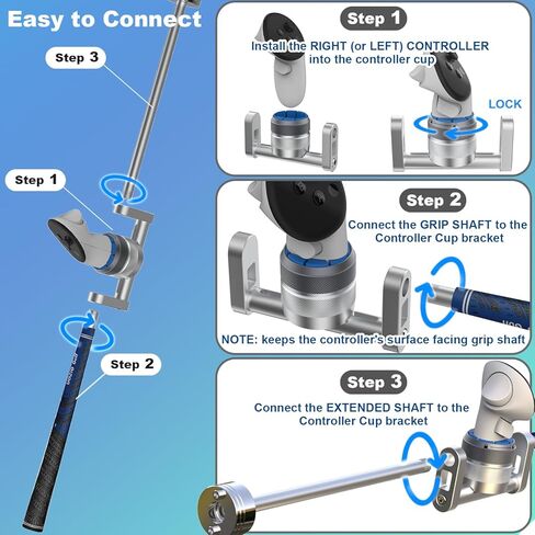 All-new YEZRO VR Golf Club Attachment for Meta Quest 3s/3/2 and Pro - 27" & 19" Dual Length Adjustable Weighted Golf Club Handle Accessory for Golf+ Realistic Weight & Balance ( for Left & Right Controller) in Kuwait