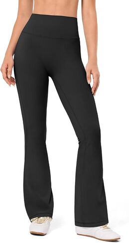 No Front Seam Flare Leggings for Women – High Waisted Bootcut Yoga Pants, Pilates Outfit for Casual Athleisure Wear in Saudi Arabia