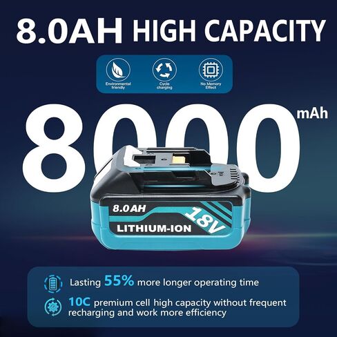 4 حزمة 18V 8A استبدال لبطارية Makita 18V متوافقة مع بطاريات Makita 18V BL1860B BL1850B BL1840B BL1830B BL1815B الأدوات اللاسلكية in Saudi Arabia