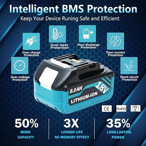 4 حزمة 18V 8A استبدال لبطارية Makita 18V متوافقة مع بطاريات Makita 18V BL1860B BL1850B BL1840B BL1830B BL1815B الأدوات اللاسلكية in Saudi Arabia