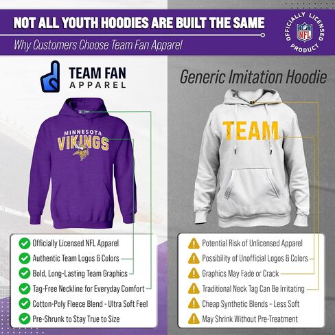 Team Fan Apparel NFL Youth Starting Fresh Hoodie- Pro Football Sweatshirt for Boys and Girls - Kids clothes - Game Day in Saudi Arabia