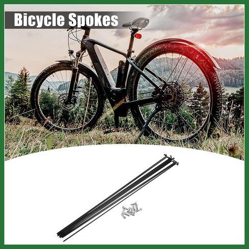 Motoforti 12 Pcs 14G J Bend 293mm x 2mm Bike Bicycle Spokes with Nipples Steel Black Long-Lasting in Saudi Arabia