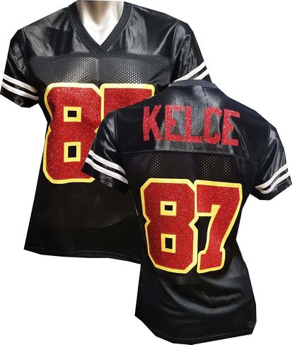 Custom Womens Blinged Football Black Mesh Travis Kelce Jersey Size Small in Saudi Arabia