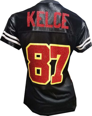Custom Womens Blinged Football Black Mesh Travis Kelce Jersey Size Small in Saudi Arabia
