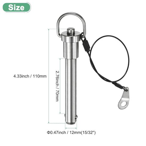 Push-Button Ball Locking Pin, 5/16" [8mm] Dia., 2-3/4"[70mm] Usage Length Ring Quick Release Lock Pins W Lanyard Cable for Speaker/Aviation/Gym/Machine [304 Stainless Steel] in Saudi Arabia