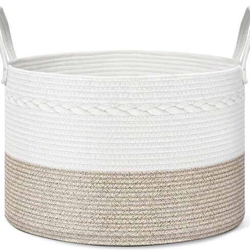 سلة تخزين غرفة معيشة غرفة معيشة بطانية ، 21.7 "× 21.7" × 13.8 "XXL حبل الغسيل المنسوجة من القطن XXL in Kuwait