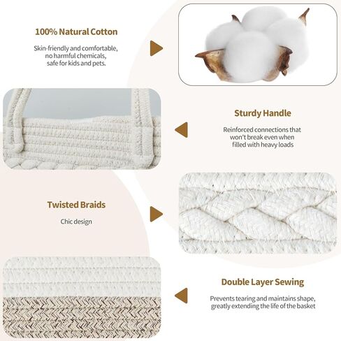 سلة تخزين غرفة معيشة غرفة معيشة بطانية ، 21.7 "× 21.7" × 13.8 "XXL حبل الغسيل المنسوجة من القطن XXL in Kuwait