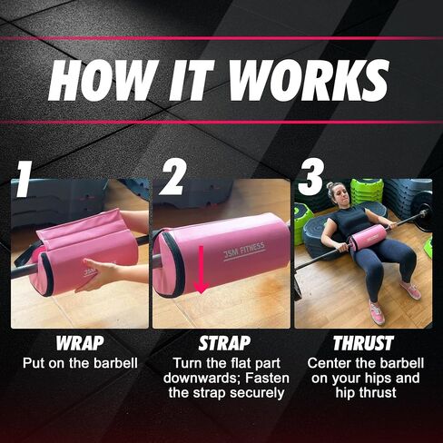 Hip Thrust Barbell Pad - Thick Hip Thruster Pad for Glute Exercises, Pink Bar Pad for Hip Thrusts, Glute Bridges, Buttocks Workout, Gym Accessory for Women in Saudi Arabia