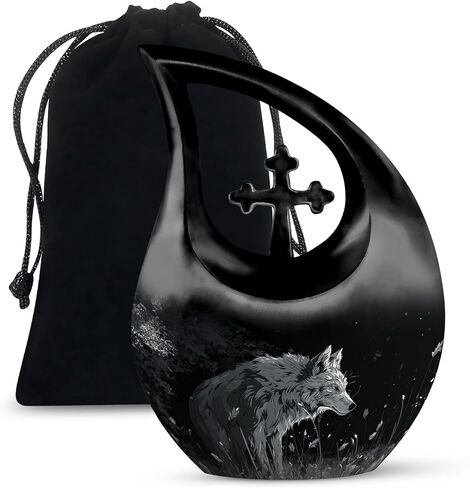 Wolf Urns for Human Ashes - Cremation Burial Urns for Female - Large Funeral Decorative Urn for Male - Memorial Urn for Women & Men - Funeral for Mom & Dad (10 Inch) in Kuwait