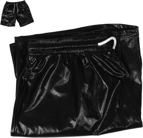 Men's Fashion Shorts Disco Rave Pants Shiny Polyester Shorts Party Outfit Nightclub Wear Stage Performance Men's Costumes Black in Saudi Arabia