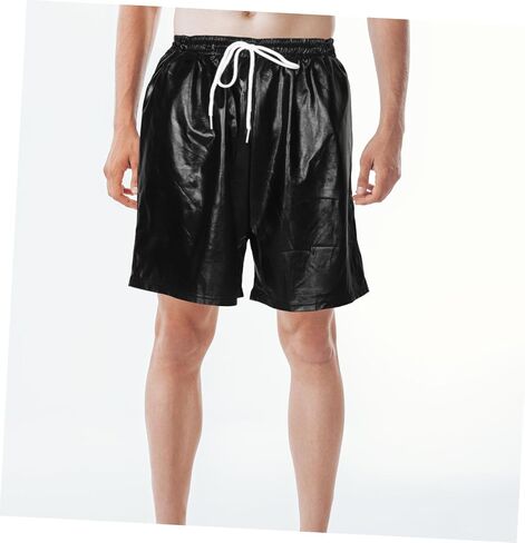 Men's Fashion Shorts Disco Rave Pants Shiny Polyester Shorts Party Outfit Nightclub Wear Stage Performance Men's Costumes Black in Saudi Arabia