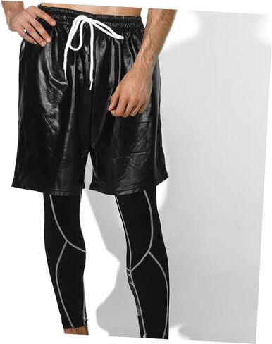 Men's Fashion Shorts Disco Rave Pants Shiny Polyester Shorts Party Outfit Nightclub Wear Stage Performance Men's Costumes Black in Saudi Arabia
