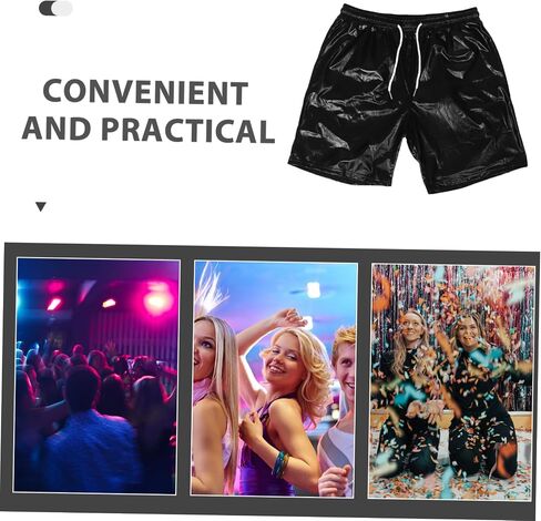 Men's Fashion Shorts Disco Rave Pants Shiny Polyester Shorts Party Outfit Nightclub Wear Stage Performance Men's Costumes Black in Saudi Arabia