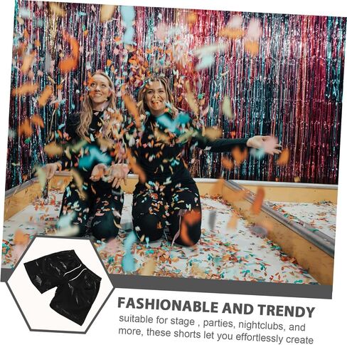 Men's Fashion Shorts Disco Rave Pants Shiny Polyester Shorts Party Outfit Nightclub Wear Stage Performance Men's Costumes Black in Saudi Arabia