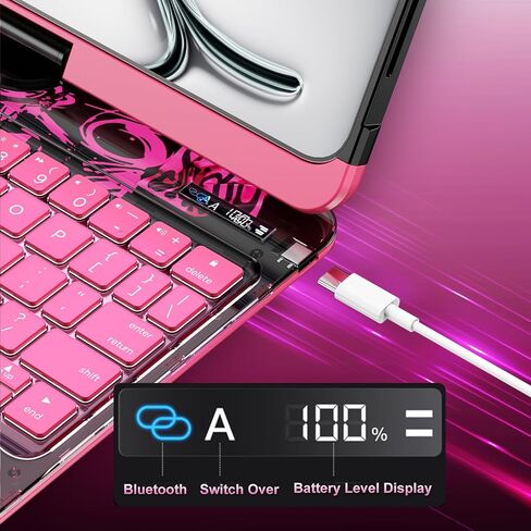 iPad Keyboard Case,for iPad Pro 11in(M4/M5) 2024/2025,Transparent Keyboard Case Featuring RGB Backlighting, 360° Rotating Trackpad, and Stylus Slot,White in Saudi Arabia