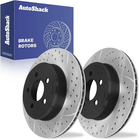 Autoshack Black Hat محفورة ودوارات فرامل متدنية في الفترة من 2005-2008 Dodge Magnum 2006-2014 Charger 2009-2014 Challenger 2005-2014 Chrysler 300 5.7L AWD RWD PR63026LR in Saudi Arabia