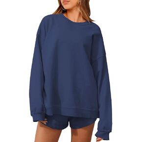 Womens 2 Piece Outfits Fall Sweatsuits Oversized Long Sleeve Sweatshirts Sweat Shorts Casual Lounge Matching Sets in Kuwait