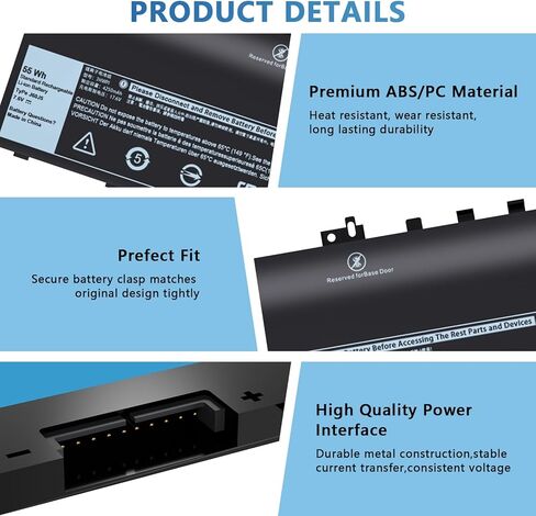 WDX0R Laptop Battery Replacement for Dell inspiron 13 14 15 7000 5000 Series 5379 5567 5570 5579 7378 7573 7579 Latitude 3500 3400 3340 3580 3590 3480 3490 3189 3390 3190 P69G P58F 3CRH3 42Wh 11.4V in Kuwait