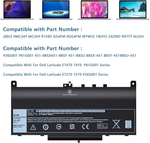 WDX0R Laptop Battery Replacement for Dell inspiron 13 14 15 7000 5000 Series 5379 5567 5570 5579 7378 7573 7579 Latitude 3500 3400 3340 3580 3590 3480 3490 3189 3390 3190 P69G P58F 3CRH3 42Wh 11.4V in Kuwait