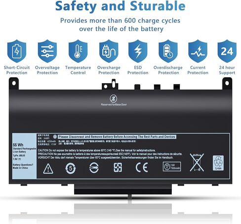 WDX0R Laptop Battery Replacement for Dell inspiron 13 14 15 7000 5000 Series 5379 5567 5570 5579 7378 7573 7579 Latitude 3500 3400 3340 3580 3590 3480 3490 3189 3390 3190 P69G P58F 3CRH3 42Wh 11.4V in Kuwait